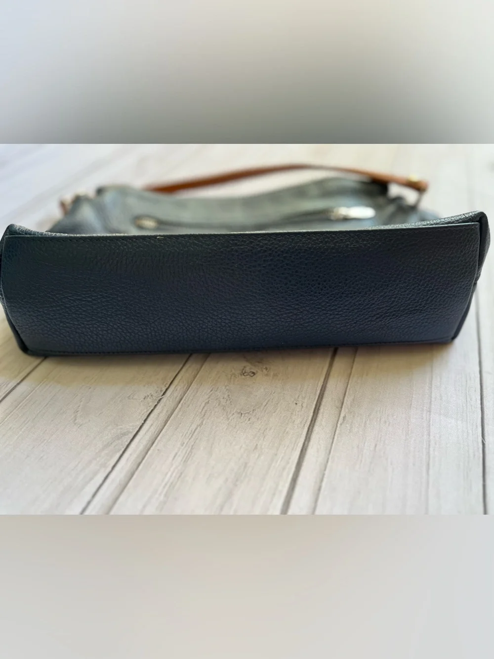 Valentina Italia blue pebbled leather shoulder bag purse & smooth leather strap